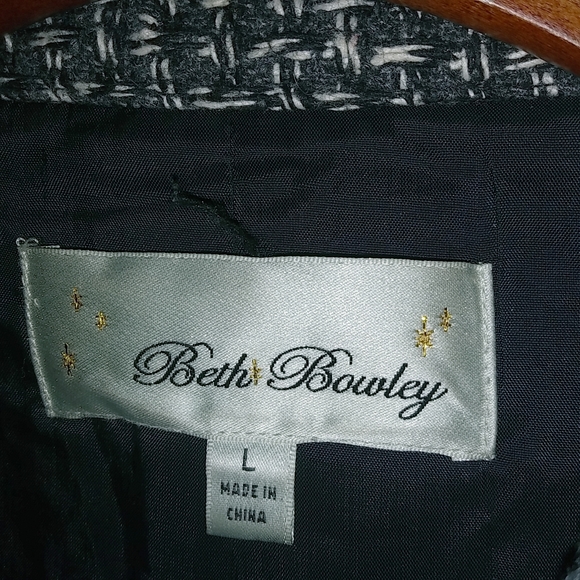 Anthropologie Beth Bowley L Tweed Double Breasted Overcoat in Black White - Picture 9 of 9